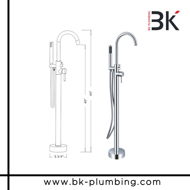 Напольные хромированные смесители для ванны и душа с двойной ручкой