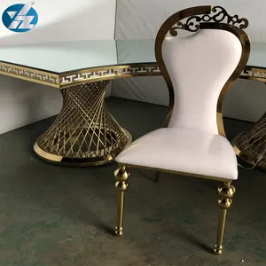 Wholesale Factory Direct Gold Stainless Dining Chair With Flower For Hotel And Banquet