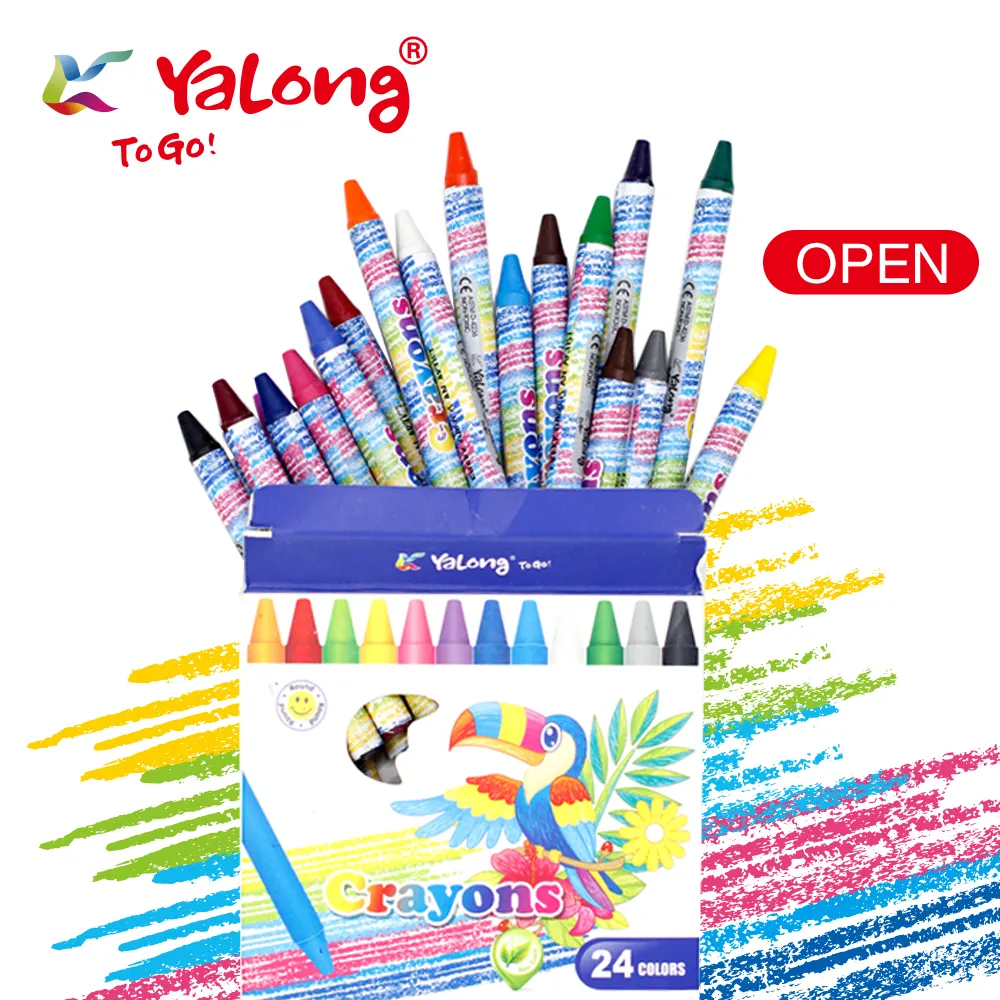 2021 г., самые благоприятные восковые карандаши Yalong, 24 цвета, восковые карандаши для детей