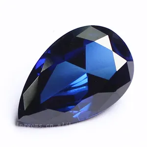 China gemstones manufacturer pear cut lab created spinel gems blue sapphire rough price