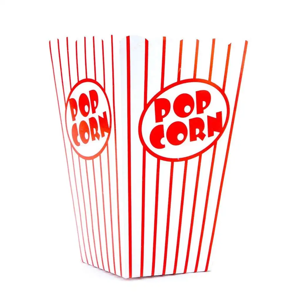 Boîte à pop-corn classique à rayures rouges et blanches de taille personnalisée