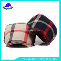 Diseño personalizado su propio logotipo Duckbill Plaid Driver Hat Cap Plaid Newsboy Ivy Cap para hombres