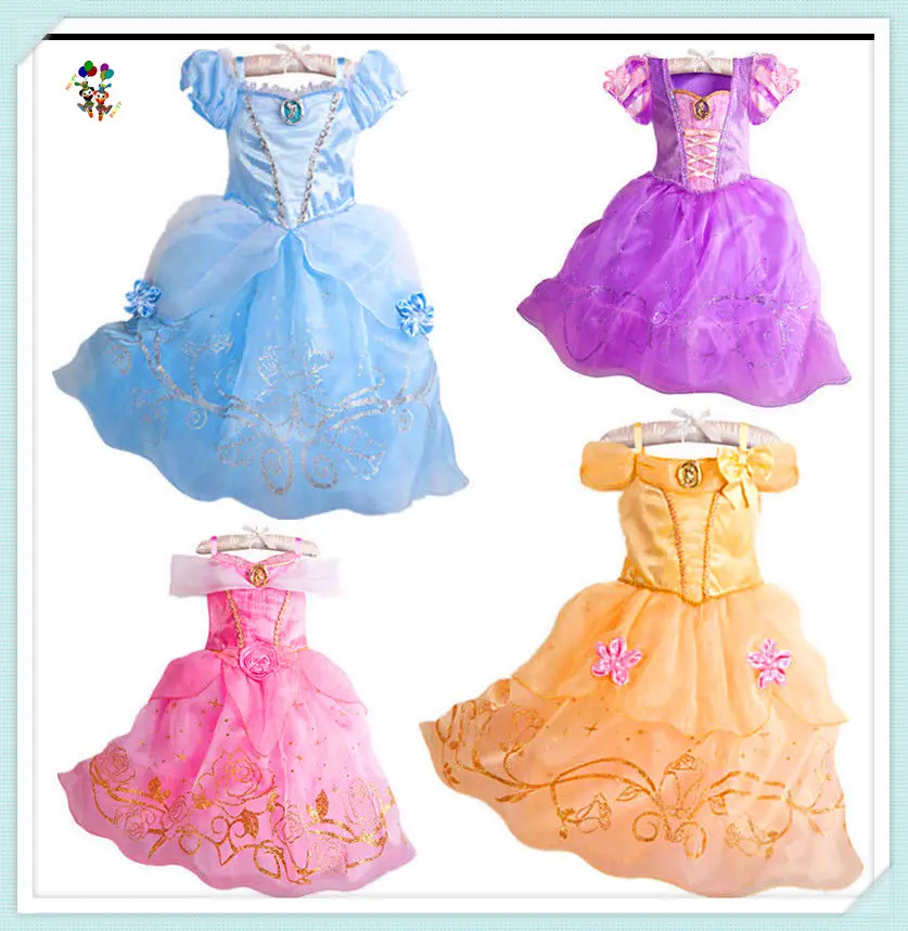 Kids Party Costumes Movie Cosplay Party Fancy Dress Kids Blue Color Princess Costumes For Girls HPC-3093