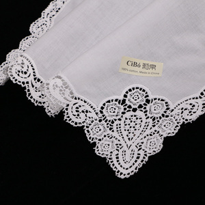 Pañuelos bordados imprimibles para mujer, regalo de Navidad y boda, bufanda cuadrada de 12 "x 12", pañuelos de encaje de algodón blanco para mujer - Product Image 2