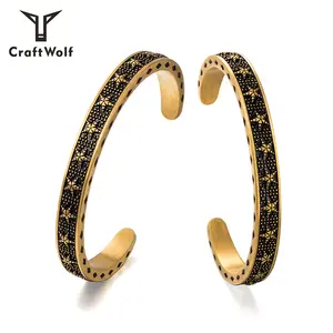 Craft Wolf 2021 Vintage Jewellery plated 18K gold silver Stainless Steel Star bangle Bracelet