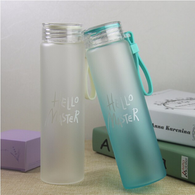 Wholesale wide mouth glass water bottle  glass bottle frosted glass beverage bottle
