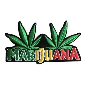 Wholesale In Stock DIY Custom Patches Marijuana Hemp Plant Leaf Weed Embroidered Patch