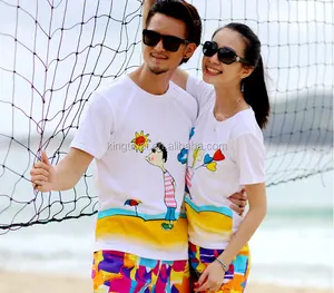 Camiseta softtextil impressão de casal, design de roupas familiares para o amante