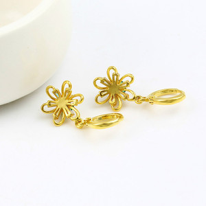 Xuping Dubai 24K color oro joyas de imitación flores diamante <span class=keywords><strong>vere</strong></span> y strass estilo elegante aretes para mujeres - Product Image 4