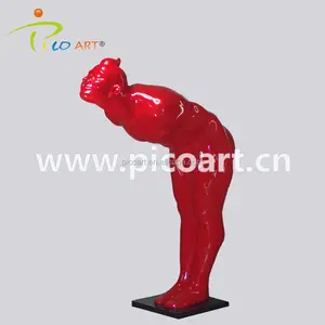 Dekorasi Modern Patung Pita Pria Feng Shui Merah