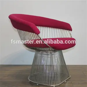 Knoll platner alambre salón silla con asiento de tela