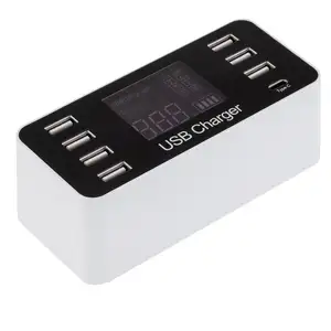 AU EU US UK Plug 7 Port 5V 2A 2.1A Usb Fast Charger With Voltage Current LCD Display For Smart Mobile Phone Tablet PC