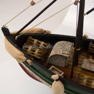 Autentico aspetto stagionato modello di barca da pesca in legno, 45x14x38cm - Product Image 3