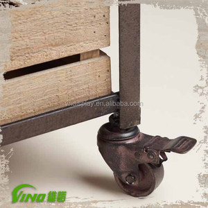 Carrito de mano rústico para impresora, armario de almacenamiento de oficina con marco de metal, armario de madera con ruedas, estante móvil - Product Image 4