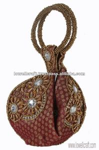 Pulseras de diseño étnico para mujer, joyería y artesanía, Potli, bolso de mano real de seda, Batwa - Product Image 5
