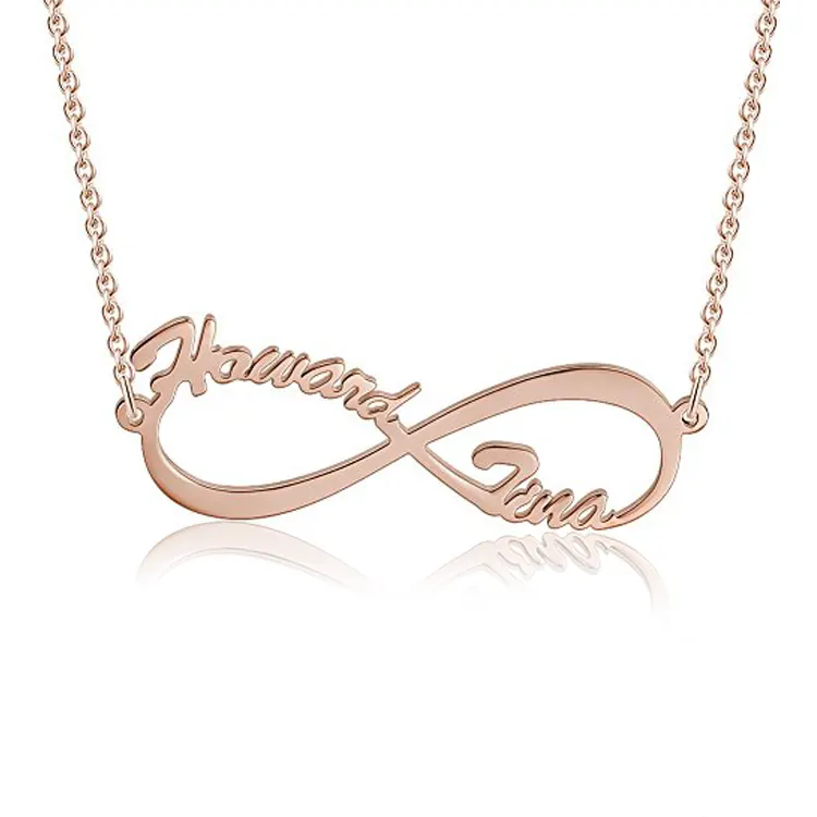 Preço barato personalizar seu nome colar infinito rosa de ouro único jóias personalizadas