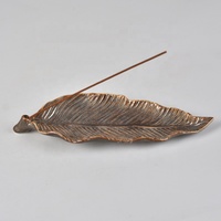 Porte-encens en forme de feuille en céramique avec bâton pour encens en ligne et diffuseur d'aromathérapie