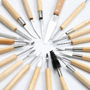 Artisanat artistique, 30 pièces d'outils de sculpture en argile, ensemble d'outils de sculpture en poterie, poterie et céramique, manche en bois, outils de modelage en argile - Product Image 5