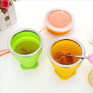 Viajes turismo creativo portátil mini plegable gafas silicona flexible al aire libre taza <span class=keywords><strong>de</strong></span> viaje con tapa <span class=keywords><strong>lavado</strong></span> con agua - Product Image 5
