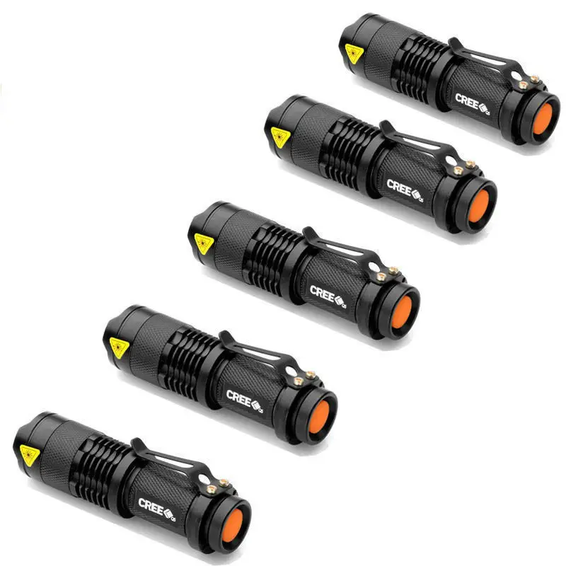 5ピース/ロットMini LED Torch 7W 2000lm LED Flashlight Adjustable Focus Zoom Flash Light Lamp Free Shipping Wholesale