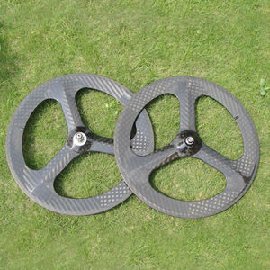 700C tubulares de la <span class=keywords><strong>bicicleta</strong></span> de carbono de tres <span class=keywords><strong>radios</strong></span> llantas - Product Image 1