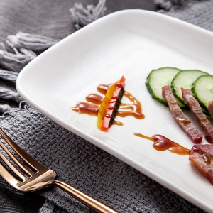 Hersteller Benutzer definiertes Logo Bankett Bright White Dining Food Serviert eller Deep <span class=keywords><strong>Ceramic</strong></span> Recta ngular <span class=keywords><strong>Plate</strong></span> - Product Image 6