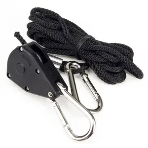 绳索1/4英寸棘轮8英尺长超负荷可调绳夹绑扎150磅的容量，用于园艺生长灯衣架