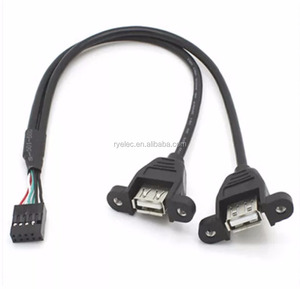 Dupont dos placa base USB de $ number pines a USB $ NUMBER cable femenino doble cabezal USB integrada personalizada - Product Image 1