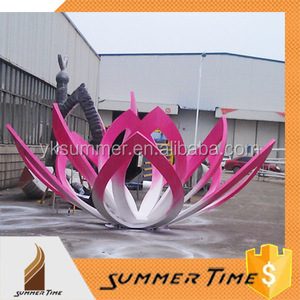 Personalizzato moderno arte del metallo loto statua all'aperto artigianato di fiori colorati paesaggio urbano decorazione del giardino scultura in acciaio inossidabile - Product Image 3