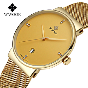 WWOOR 8018 Hommes Montres Top Marque <span class=keywords><strong>Chic</strong></span> Ultra Mince Date Horloge Mâle Bracelet En Acier Étanche Bleu Quartz <span class=keywords><strong>Montre</strong></span>-Bracelet - Product Image 3
