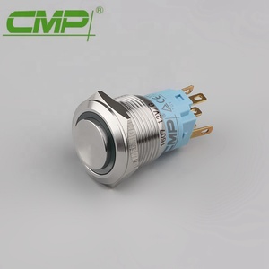 19mm or 22mm <strong>Chrome</strong> or Stainless Steel 5A Momentary or Latching Blue LED 12v Power Push Button <strong>Switch</strong> - Product Image 3