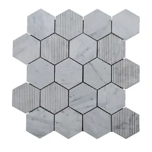 Белая мозаичная плитка в виде Пентагона, белая шестиугольная мозаичная плитка Arabescato