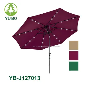 유보 베스트 선택 폴리 에스테르 스틸 수동 오픈 LED 라이트 안뜰 우산
