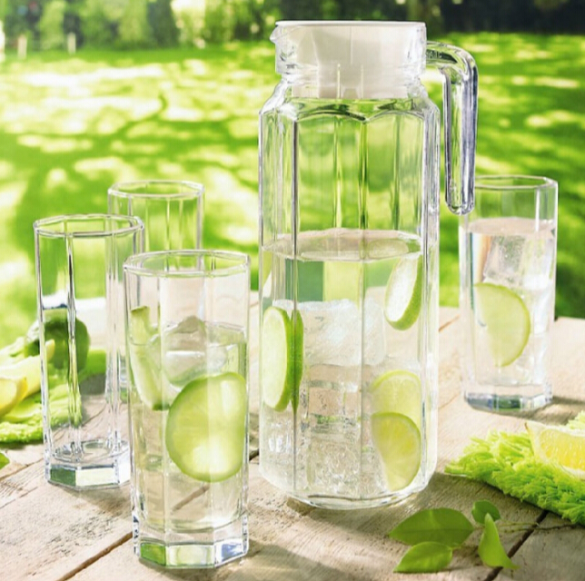 Glass Pitcher with Lid and Drinking Glasses SetPopular