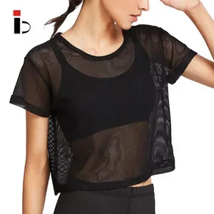 Оптовая продажа, сексуальная сетчатая рубашка для девушек, новейший дизайн дышащей футболки для женщин