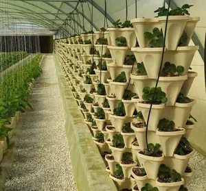 Planteur de pot empilable hydroponique en plastique, serre d'agriculture de légumes, tour de jardin pour légumes