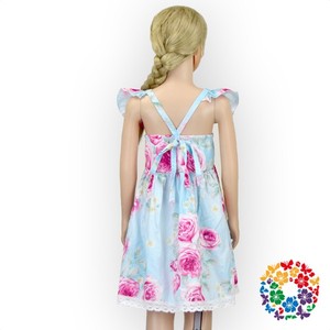 Casuale Della Neonata Vestiti Floreali Carino Flutter Abiti Per Le Ragazze con Pizzo Sul Fondo Delle Ragazze Dei Capretti di Fumo Partito Backless abiti - Product Image 2