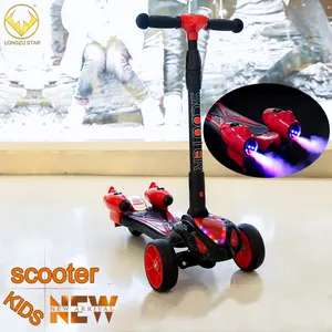 Venta al por mayor niño 3 6 scooter-Patinete eléctrico plegable de 3 ruedas, personalizado, barato, con burbujas de pulverización, para niños pequeños, regalo de Navidad, 2022