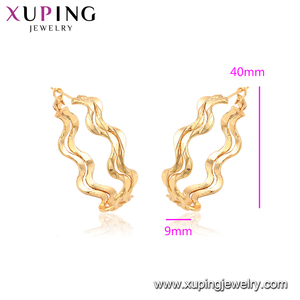 95365 Venta caliente creativa señoras simplemente joyería fina en forma de ola oro plateó los pendientes del aro - Product Image 2