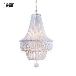 <span class=keywords><strong>Lampadario</strong></span> in Stile Industriale Rustico con <span class=keywords><strong>Doppio</strong></span> Strato di Grandi Perle di Legno per Soffitti Alti - Product Image 2