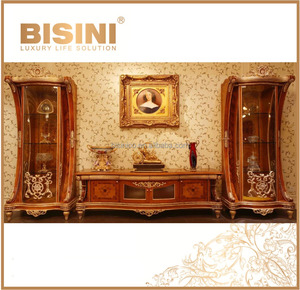 Luxury French Rococo Living Room Furnitur TV <strong>Cabinet</strong> Set/ <strong>Retro</strong> Vivid Hand Carved Solid Wood TV <strong>Cabinet</strong> &amp; Display <strong>Cabinet</strong> - Product Image 2