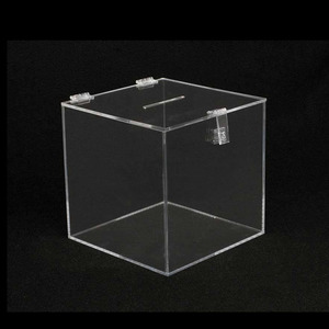 चिह्न धारक काउंटर/टेबलटॉप उपयोग के बिना आसान पहुंच के लिए लॉक हिंग दरवाजे के साथ आयताकार स्पष्ट ऐक्रेलिक 3 मिमी मोटी बैलेट बॉक्स - Product Image 3