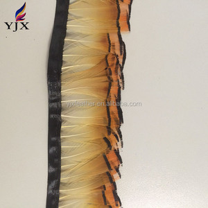 Commercio all'ingrosso Naturale Arancio Fagiano Dorato Tippet Capo <span class=keywords><strong>Piume</strong></span> Trim per Abiti di Design - Product Image 2