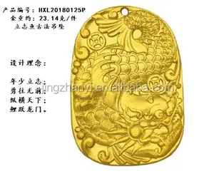 Jingzhanyi Jewelry factory manufacturing 24K gold pendant, Gold 999 gold pendant, Gold material test report available