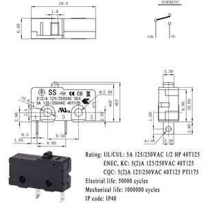Dewo SS5 <span class=keywords><strong>Mini</strong></span> <span class=keywords><strong>Micro</strong></span> chuyển 2pins SPST-NO mà không cần đòn bẩy <span class=keywords><strong>Mini</strong></span> <span class=keywords><strong>Micro</strong></span> chuyển đổi cho máy ép trái cây - Product Image 6