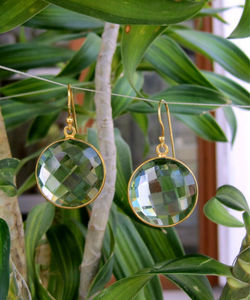 Boucles d'oreilles pendantes en argent sterling 925 avec améthyste verte plaqué or vermeil Style tendance pour la fête de mariage ou le cadeau - Product Image 1