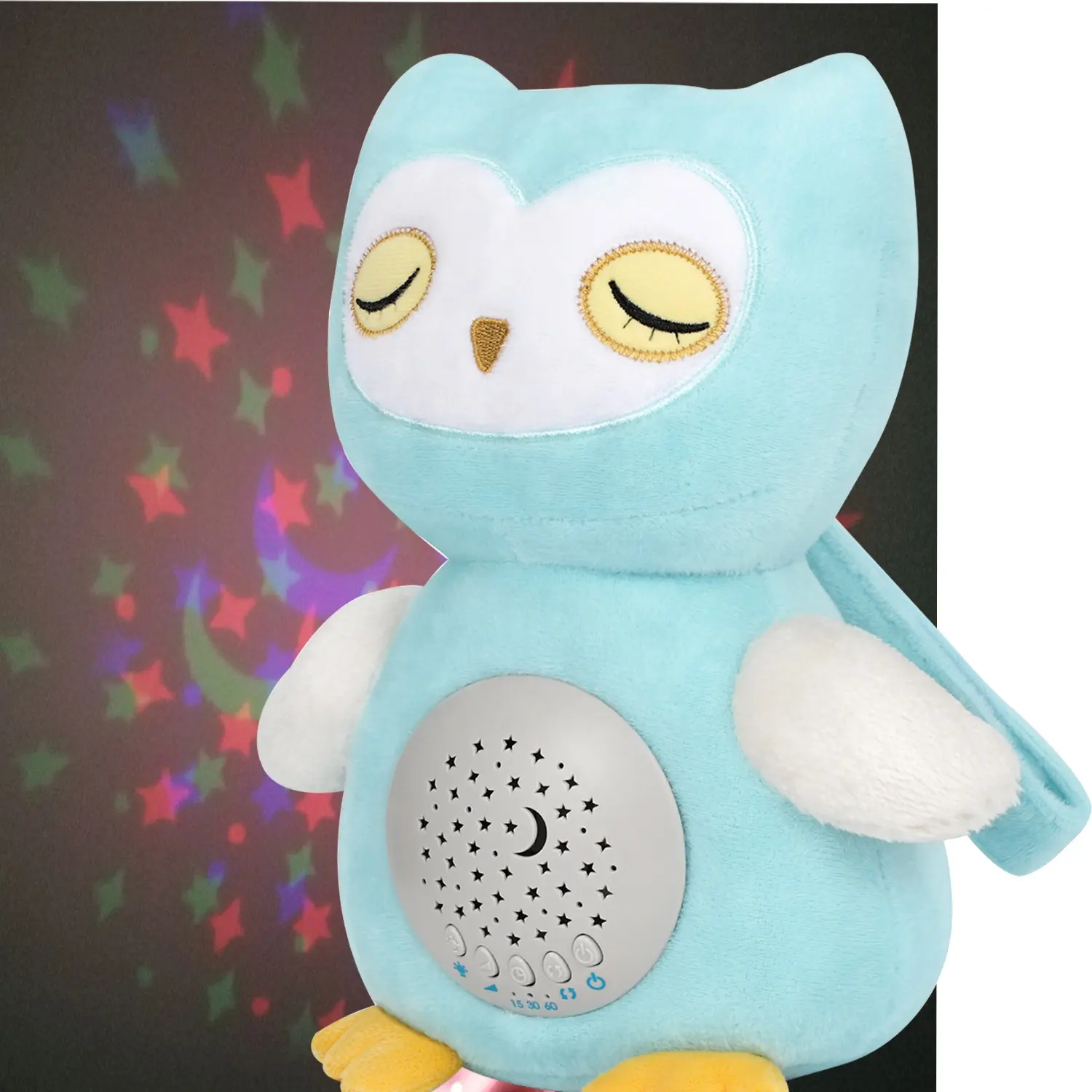 (AKTE Patent) Summer Infant Little Heartbeats Soother Owl Plush Toy With Star Projector White Noise Machine