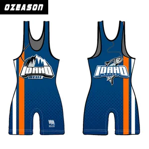 Singlet de luta livre com impressão personalizada por sublimação, competência de alta qualidade em powerlifting