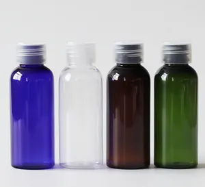 プラスチックまたはアルミニウム蓋付きのペットプラスチック50 ml透明化粧品ボトル