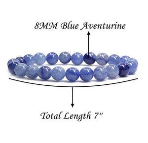 8mm Natural Round Polish Blue Aventurine <strong>Healing</strong> <strong>Crystal</strong> Beads Semi-Precious Gemstone Stretch <strong>Bracelets</strong> for Unisex - Product Image 1